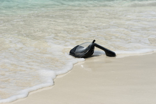 Fototapeta Black Snorkeling Mask on the sea , Maldives
