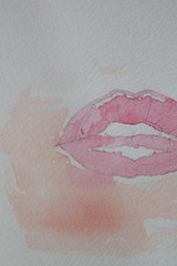 Watercolor painting lips 