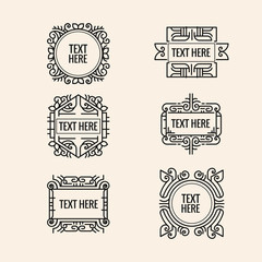 classic art deco luxury minimal hipster geometric vintage vector monogram, frame , border, badge, label, crest, or Vintage Insignias, vector design elements, business signs, identity