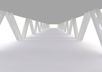 Abstract futuristic white bridge. 3D rendering