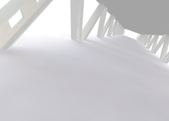 Abstract futuristic white bridge. 3D rendering