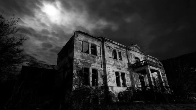 Creepy old house at night