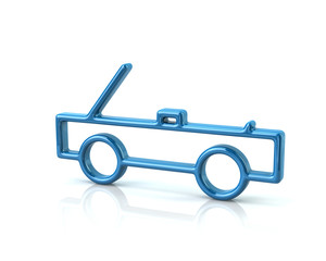 3d illustration of blue cabriolet car icon