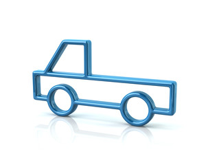3d illustration of blue pickup car icon