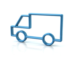 3d illustration of blue truck car icon