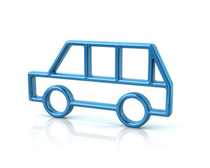 3d illustration of blue minivan car icon