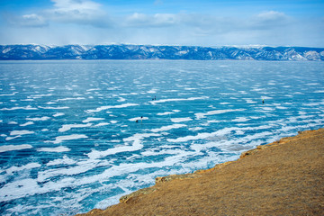 Naklejka na ściany i meble Ice of lake Baikal, Olkhon