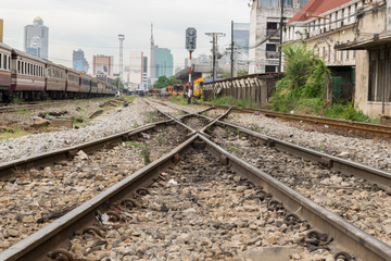 Fototapeta na wymiar Railroad tracks crossing