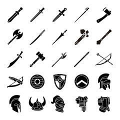 Arms and Armor glyph vector icons