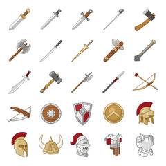 Arms and Armor color vector icons