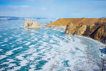 Ice and rocks of lake Baikal
