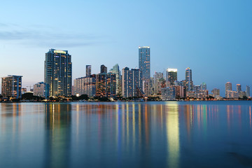 The Miami, Florida skyline at twilight