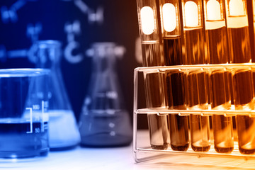 Glassware with chemical in laboratory 