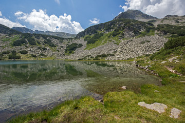 Naklejka na ściany i meble Hvoynati Peak and Muratovo Lake, Pirin Mountain Landscape, Bulgaria