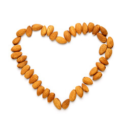 group of almonds isolated on white