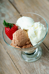 Ice cream sundae and strawberry