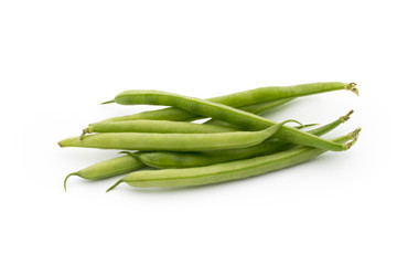 Green beans isolated on a white background.