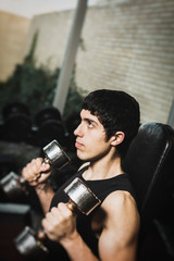 Man doing exercise in gym