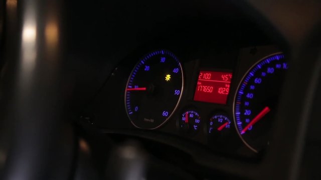 Launch car dashboard close up.