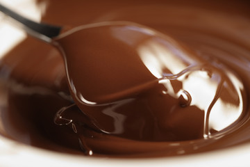 melted dark chocolate closeup photo, shallow focus