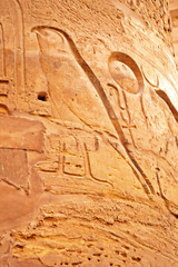 Details of magnificent columns of the Great Hypostyle Hall at the Temples of Karnak (ancient Thebes), Luxor, Egypt