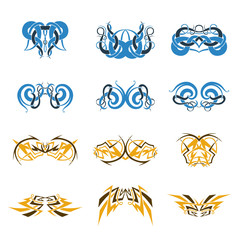 Celtic Knotwork tattoo design set. Vector graphic design assets to improve your artwork with polished organic and geometric ornaments