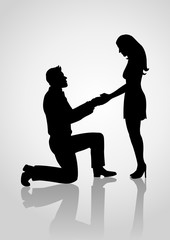 Silhouette of a proposing man