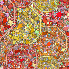 Seamless pattern circular abstract mandala.