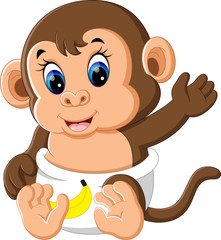 illustration of cute Cartoon monkey