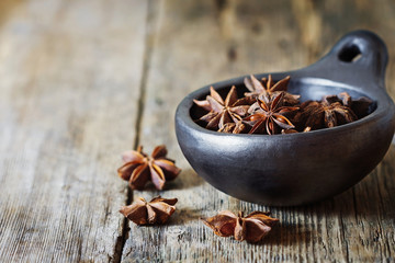 Star anise spice fruits