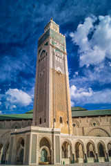 Minaret mosque Hassan II Casablanca. / World's tallest minaret, famous landmark in Casablanca, Morocco. 