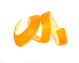Organic orange peel separated on white background