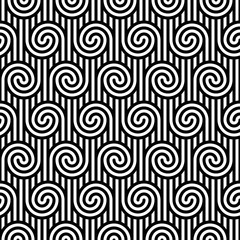 Vector seamless texture. Modern geometric background. Abstract swirls on a background of vertical strips.