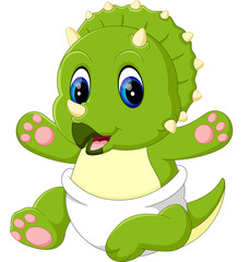 illustration of cute baby Triceratops cartoon © hermandesign2015