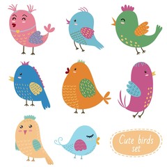Cute birds set. Vector collection