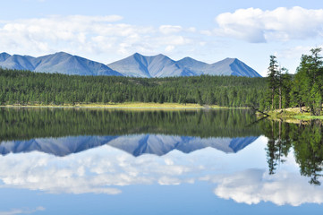 Landscape of the lake Sunny day.