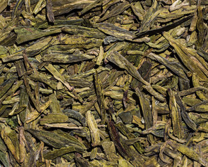 Tea leaves. Green tea. For background