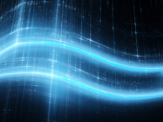 Blue glowing technology curves in space