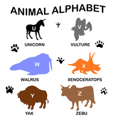 animal silhouettes - animal alphabet