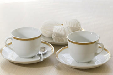 White coffee cups.