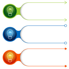 Obraz premium Three vector frames for your text and bulb