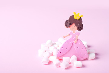 marshmallow on a pink background