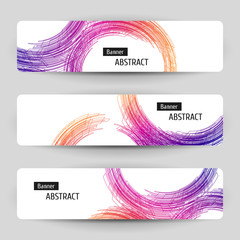 Banner set with abstract linear design. - obrazy, fototapety, plakaty