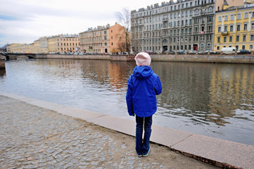 Fototapeta premium Kid girl in St. Petersburg