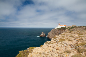 Fototapeta na wymiar Lighthouse of Cabo de Sao Vicente, Sagres,Algarve,Portugal (buil