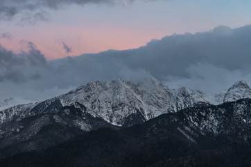 Tatra mountains, Giewont peak on winter evening