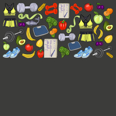 Seamless pattern with healthy lifestyle icons 