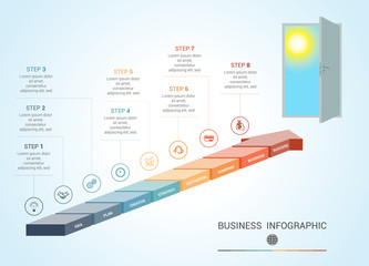 Template from parts colored arrows for 8 positions