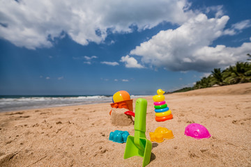 Beach toys in the sand at the beach