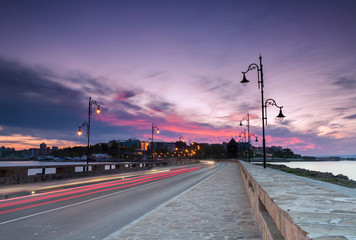 Fototapeta na wymiar Nessebar city at sunset